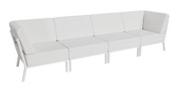 Nico Outdoor Seating - Sofa - Premium  5-Yr Warranty Sunbrella Fabric - Fully Welded White Metal Frame