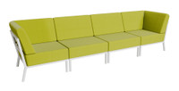 Nico Outdoor Seating - Sofa - Premium  5-Yr Warranty Sunbrella Fabric - Fully Welded White Metal Frame