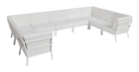 Nico Outdoor Seating - Ushape - Premium  5-Yr Warranty Sunbrella Fabric - Fully Welded White Metal Frame Nico Outdoor Seating - Ushape - Premium  5-Yr Warranty Sunbrella Fabric - Fully Welded White Metal Frame