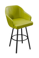 Modern Restaurant Bar 'Stool- High Performance Upholstery - Black Metal  Swivel Base