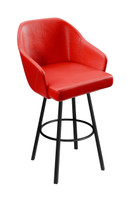 Modern Restaurant Bar 'Stool- High Performance Upholstery - Black Metal  Swivel Base