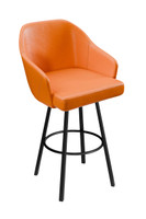 Modern Restaurant Bar 'Stool- High Performance Upholstery - Black Metal  Swivel Base