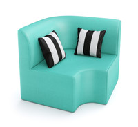 Cabana Outdoor Seating - Corner Seat- Premium  5-Yr Warranty Sunbrella Fabric - Marine Grade Seaboard Frame - One Zebra Pillow