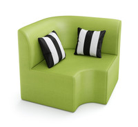 Cabana Outdoor Seating - Corner Seat- Premium  5-Yr Warranty Sunbrella Fabric - Marine Grade Seaboard Frame - One Zebra Pillow