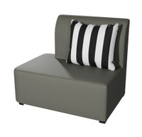 Cabana Outdoor Seating - Open Chaise Seat- Premium  5-Yr Warranty Sunbrella Fabric - Marine Grade Seaboard Frame - One Zebra Pillow