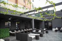 Cabana Outdoor Seating - Open Chaise Seat- Premium  5-Yr Warranty Sunbrella Fabric - Marine Grade Seaboard Frame - One Zebra Pillow