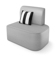 Cabana Outdoor Seating - Open Chaise Seat- Premium  5-Yr Warranty Sunbrella Fabric - Marine Grade Seaboard Frame - One Zebra Pillow