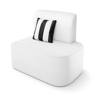 Cabana Outdoor Seating - Open Chaise Seat- Premium  5-Yr Warranty Sunbrella Fabric - Marine Grade Seaboard Frame - One Zebra Pillow