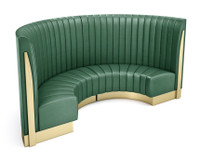 LUXOR  Restaurant Package- Spectacular 53" Tall Privacy Back - Half Circle Modern Channel Booths with Gold Accents with Round Marble Tables and Restaurant Chairs- High Quality Materials - Boutique Collection (Seats 36) LUXOR  Restaurant Package- Spectacular 53" Tall Privacy Back - Half Circle Modern Channel Booths with Gold Accents with Round Marble Tables and Restaurant Chairs- High Quality Materials - Boutique Collection (Seats 36)