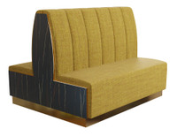 Modern Marmo Restaurant Booth - Premium Channel-Back Upholstery  with Laminated Accent Sidewalls with Gold Edges and Base Modern Marmo Restaurant Booth - Premium Channel-Back Upholstery  with Laminated Accent Sidewalls with Gold Edges and Base