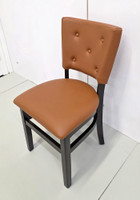 Black Restaurant Chair - Front and Back 5-Button Tufted Fully Upholstered - Espresso Solid Wood Frame Black Restaurant Chair - Front and Back 5-Button Tufted Fully Upholstered - Espresso Solid Wood Frame