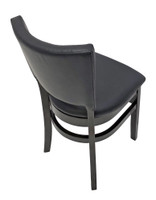 Black Restaurant Chair - Front and Back 5-Button Tufted Fully Upholstered - Espresso Solid Wood Frame