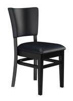 Black Restaurant Chair - Fully Upholstered - Espresso Solid Wood Frame Black Restaurant Chair - Fully Upholstered - Espresso Solid Wood Frame
