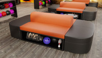 Binny Bowling  Seating with Storage - Modular Package  with LUCAS Round Lounge Tables  (Seats 32)