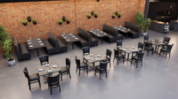 Norway Booths and Black Restaurant Tables Package with Restaurant Chairs - Seats 40