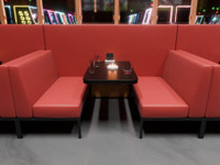 Montana Casino Package: All-in-One Booths Seating with Integrated Table and Privacy Wall, Restaurant Tables and Chairs (Seats 40)