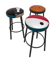 Custom Bowling Modern Metal Frame -Your Custom Design - Premium Comfort Extra Thick Upholstered Seat Bar Stool