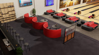 Bowling  & Restaurant Seating Package : Half Circle Booths, Bowling Seats with Storage(Seats 41)