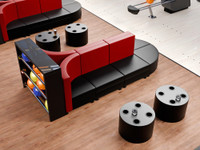 Bowling & Bar Furniture Package - Lugano Lounge Seating with Optional Whiskey Barrel Tables & Stools (Seats  up to 44)