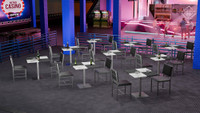 Overstock Dining Package of [9] Marble Pattern Restaurant Tables - [18] Restaurant Chairs 