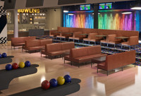 Montana Bowling Package: All-in-One Booths Seating with Integrated Table and Privacy Wall, Polk Restaurant Booths with Lounge Tables (Seats 44)