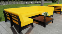 Carina Outdoor Seating - Modular U-Shape Open Seating with Lounge Table - Premium  Marine Grade Quality (SEATS 4)