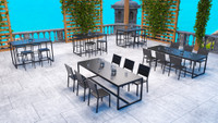 Outdoor-Ready Marine-Grade SeaBoard Restaurant Tables with Outdoor Restaurant Chairs & Bar Stools - Fully Welded Steel Frames  (Seats 24)