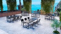 Outdoor-Ready Marine-Grade SeaBoard Restaurant Tables with Outdoor Restaurant Chairs & Bar Stools - Fully Welded Steel Frames  (Seats 24)