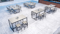 Outdoor-Ready Marine-Grade SeaBoard Restaurant Tables with Outdoor Restaurant Chairs & Bar Stools - Fully Welded Steel Frames  (Seats 24)