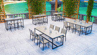 Outdoor-Ready Marine-Grade SeaBoard Restaurant Tables with Outdoor Restaurant Chairs & Bar Stools - Fully Welded Steel Frames  (Seats 24)