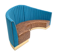Sunrise Rounded Booth Seating with a Cascading Channel Tufted Back  - Fully Customizable - 100% Handcrafted In USA