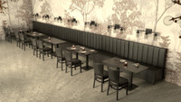 Black Legacy Booths and Sahara Noir Restaurant Tables Package with Restaurant Chairs - Seats 20