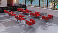 Outdoor Dining HERMOSA Package of Loveseats, Chairs and Tables - Sunbrella Seating - Heavy Duty Gunmetal Frame - Outdoor Furniture (Seats  18)