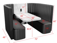 Enclave Restaurant Package: [FOUR] Compact 4-Seater All-in-One Booth Seating with Integrated Tables - 24" Round Tables with Chairs (Seats 24)