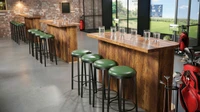 Set of Three: Bar Tables With Golf Bag Storage and Four Bar Stools (Seats 12)