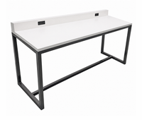 Backsplash USB/110v Charging Bar Table - Gunmetal Steel Frame - Made in USA (42" Height)