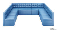 Football Event Ready - Soccer Theme - Seating Package  - 9049 Large Modular U Shape with Soccer Lounge Table (Seats 9)