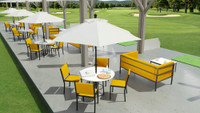 Outdoor Lounge Set - HERMOSA Heavy-Duty Outdoor Loveseats with Tables and Chairs  - Sunbrella Seating - Gunmetal Frame -  Lounge Tables (Seats 24)