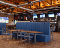 Premium Extra Tall 65" Banquette Back - Restaurant SKY Booths with Tables, Chairs and Bar Stools (Seats 16)