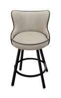 Designer Exclusive Curvy Bar Stool - Premium Upholstery - Extra Wide Seat - Swivel Metal Base