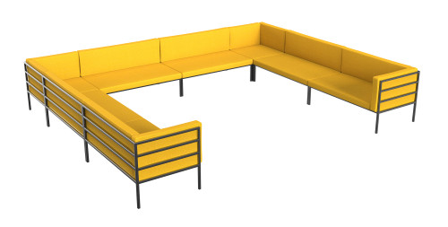 HERMOSA Heavy-Duty Outdoor Modular U-shape Lounge Seating  - Sunbrella Seating - Gunmetal Frame - Outdoor Furniture - Made in USA HERMOSA Heavy-Duty Outdoor Modular U-shape Lounge Seating  - Sunbrella Seating - Gunmetal Frame - Outdoor Furniture - Made in USA