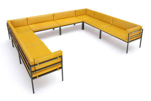 HERMOSA Heavy-Duty Outdoor Modular U-shape Lounge Seating  - Sunbrella Seating - Gunmetal Frame - Outdoor Furniture - Made in USA
