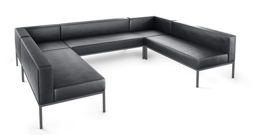 LUGANO - Modular U-Shape Sofa - Fully Welded Gunmetal Frame - Made in USA LUGANO - Modular U-Shape Sofa - Fully Welded Gunmetal Frame - Made in USA
