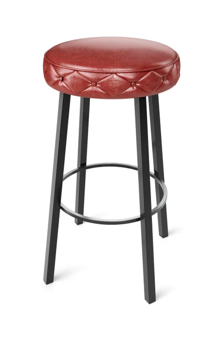 Modern Metal Frame -Button Tufted Design - Premium Comfort Extra Thick Upholstered Seat Bar Stool