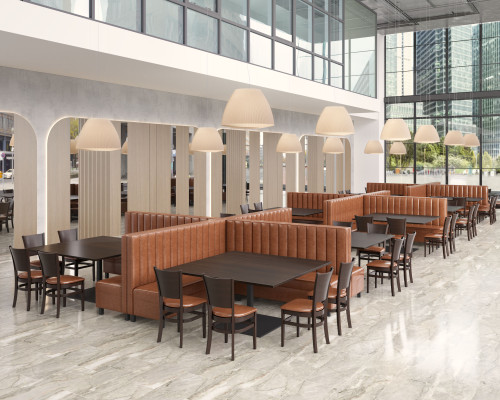 Legacy (Honey Glaze) Restaurant Booths with Upholstered Restaurant Chairs & Restaurant Tables Package (SEATS 96) Legacy (Honey Glaze) Restaurant Booths with Upholstered Restaurant Chairs & Restaurant Tables Package (SEATS 96)