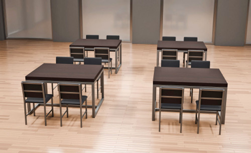 Walnut Communal Restaurant Table - Gunmetal Frame  - Restaurant Chairs (Multiple Sizes) Walnut Communal Restaurant Table - Gunmetal Frame  - Restaurant Chairs (Multiple Sizes)