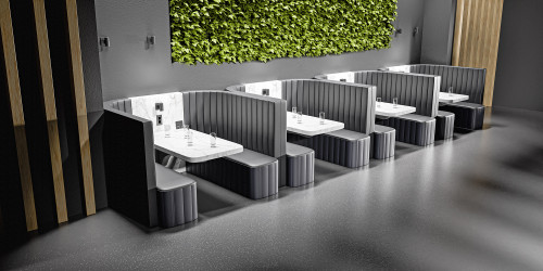 Restaurant Package: Set of [FOUR] Compact 4-Seater All-in-One Booth Seating with Integrated Tables - Optional Power Outlet