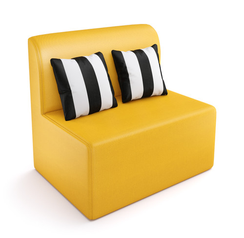 Cabana Outdoor Seating - Armless 35" Seat- Premium  5-Yr Warranty Sunbrella Fabric - Marine Grade Seaboard Frame - Two Zebra Pillows