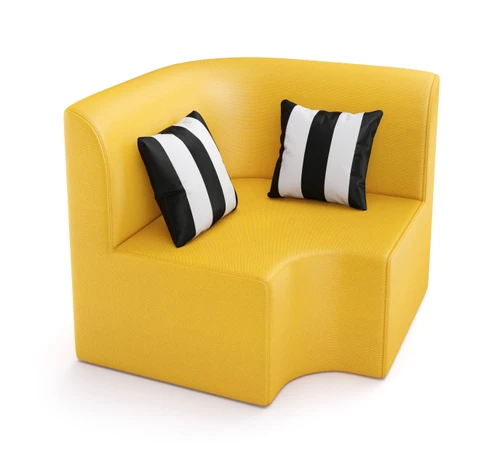 Cabana Outdoor Seating - Corner Seat- Premium  5-Yr Warranty Sunbrella Fabric - Marine Grade Seaboard Frame - One Zebra Pillow