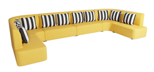 Cabana Outdoor U-Shape Seating - Premium  5-Yr Warranty Sunbrella Fabric - Marine Grade Seaboard Frame - Seating Arrangement G5 Cabana Outdoor U-Shape Seating - Premium  5-Yr Warranty Sunbrella Fabric - Marine Grade Seaboard Frame - Seating Arrangement G5